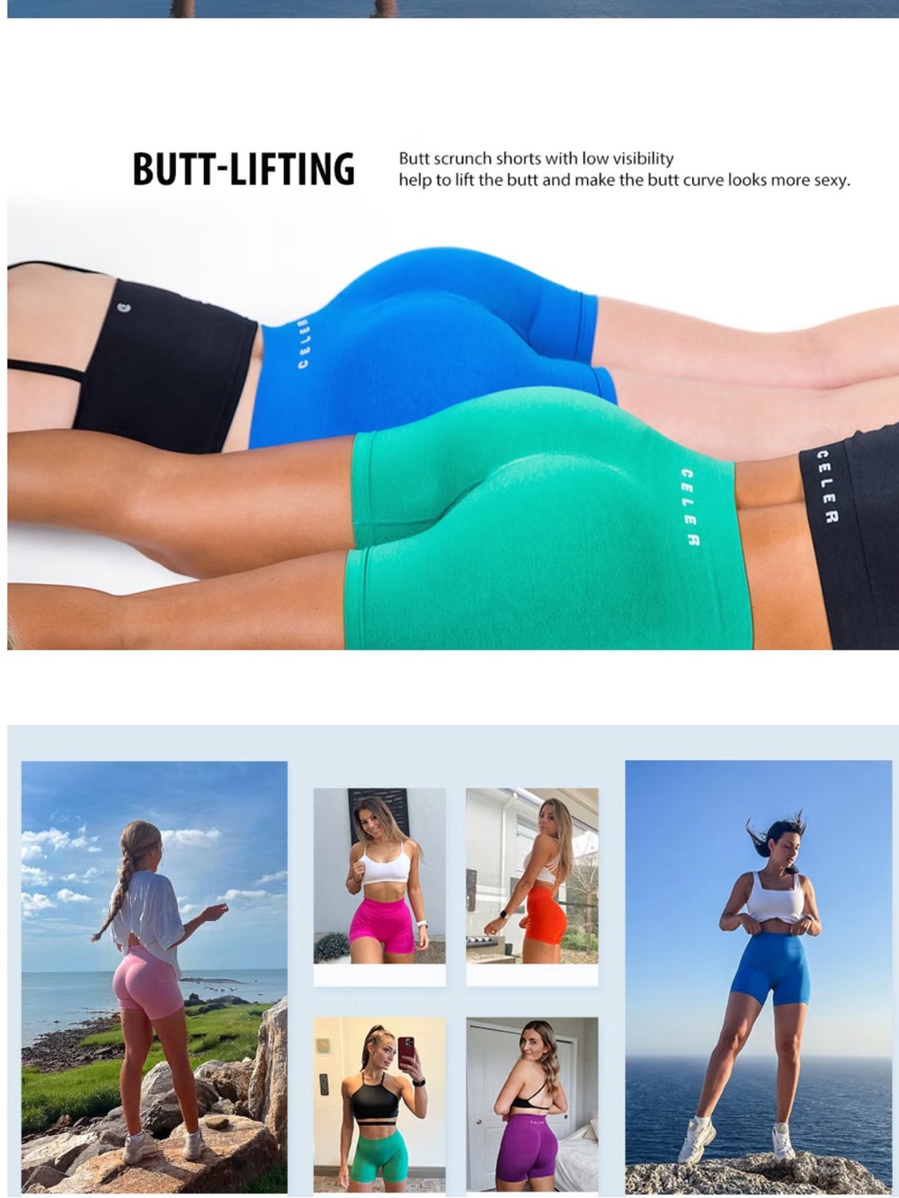 Set of 2 Celer Scrunch Butt High-Waist Seamless Shorts - Women